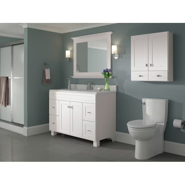Diamond NOW Palencia 42-in x 34-in Framed Rectangle Bathroom Vanity Mirror ( White ), 20R VM4234 #496581 *HD2505, FINAL PRICE: $79.99 + TAX