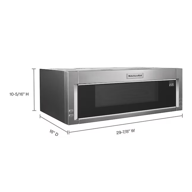 KitchenAid 1.1-cu ft 1000-Watt Low Profile 29.88-in Over-the-Range Microwave with Sensor Cooking (Stainless Steel), KMLS311HSS