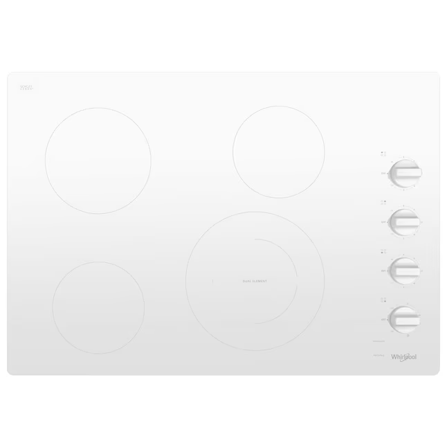 Whirlpool 30-in 4 Burners Smooth Surface (Radiant) White Electric Cooktop