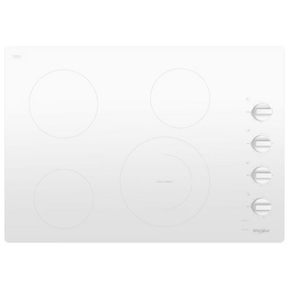 Whirlpool 30-in 4 Burners Smooth Surface (Radiant) White Electric Cooktop