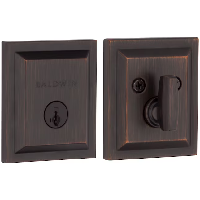 Baldwin Prestige Series Low Profile Square Venetian Bronze Single Cylinder Deadbolt ft. SmartKey Security, 380 SLB 11P SMT *JR2601, Retail: $49.48, FINAL PRICE: $19.99 + TAX