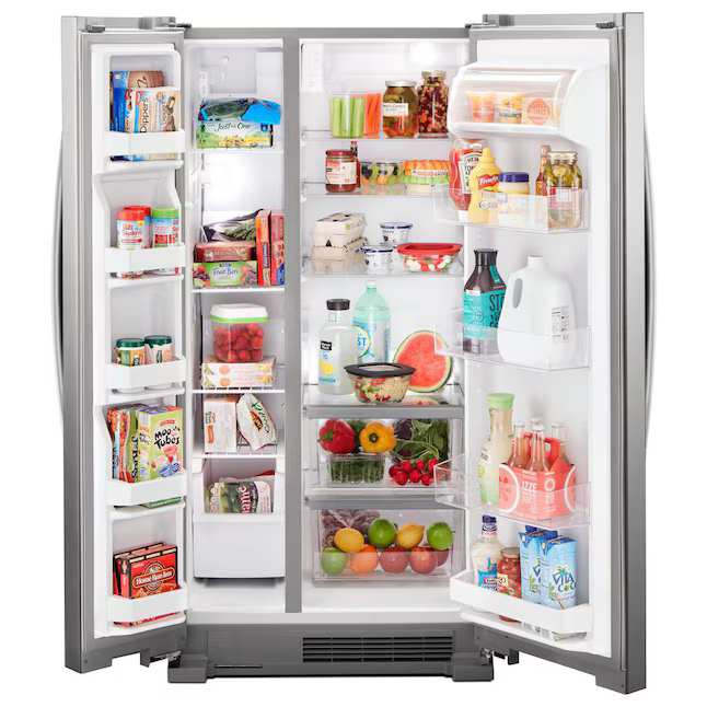Whirlpool 21.7-cu ft Standard-Depth 33-in Side-by-Side Refrigerator (Stainless Steel) - Ice Maker SOLD SEPARATELY, WRS312SNHM/08 *JR2511, Retail: $1,643.00, FINAL PRICE: $999.99 + TAX