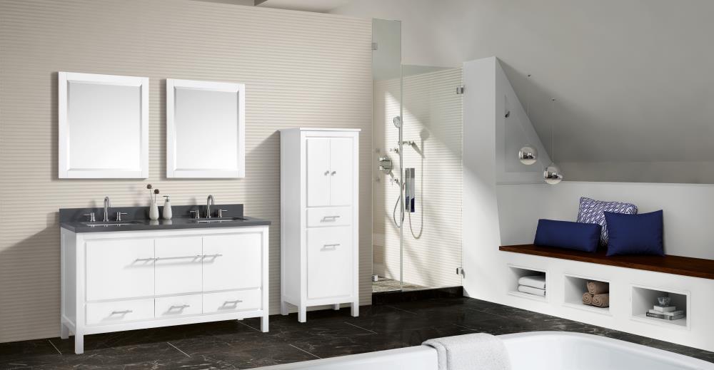 Riley 61 in. Vanity Combo in White with Gray Quartz Top, CLEARANCE PRICE: $799.99 + TAX [FBM-184]