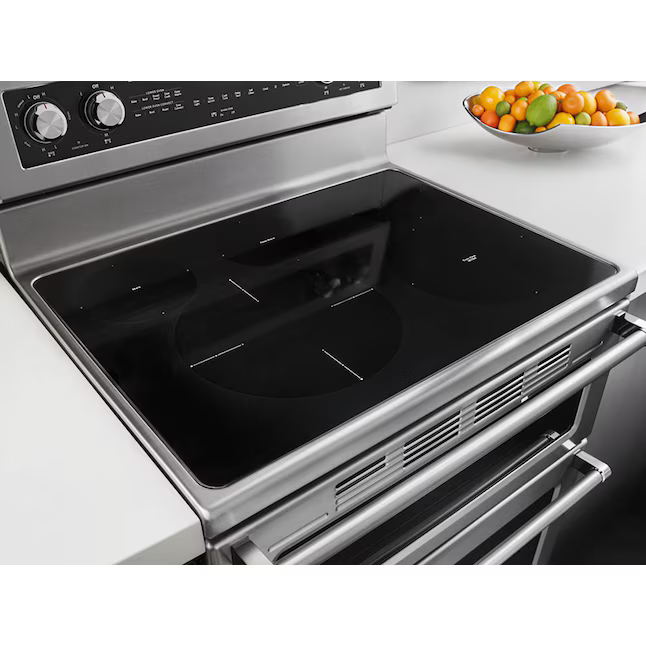 KitchenAid 30-in Glass Top 5 Burners 4.2-cu ft / 2.5-cu ft Convection Oven Freestanding Double Oven Electric Range (Stainless Steel), KFED500ESS/06 *JR2509, Retail: $2,499.00, FINAL PRICE: $1,349.99 + TAX