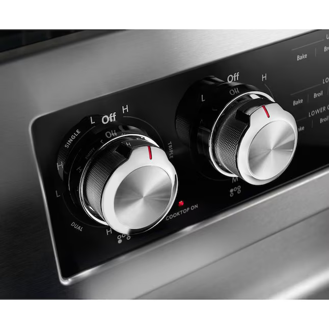 KitchenAid 30-in Glass Top 5 Burners 4.2-cu ft / 2.5-cu ft Convection Oven Freestanding Double Oven Electric Range (Stainless Steel), KFED500ESS/06 *JR2509, Retail: $2,499.00, FINAL PRICE: $1,349.99 + TAX