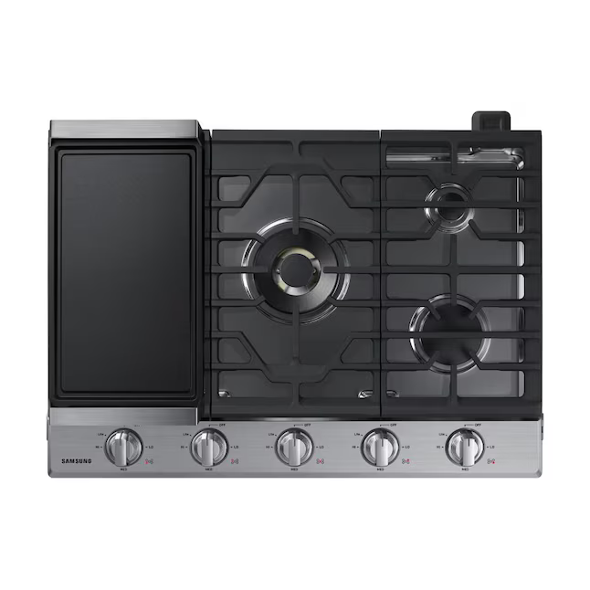 Samsung 30-in 5 Burners Stainless Steel Gas Cooktop (Griddle Included) - CLEARANCED, NA30N7755TS, *JR