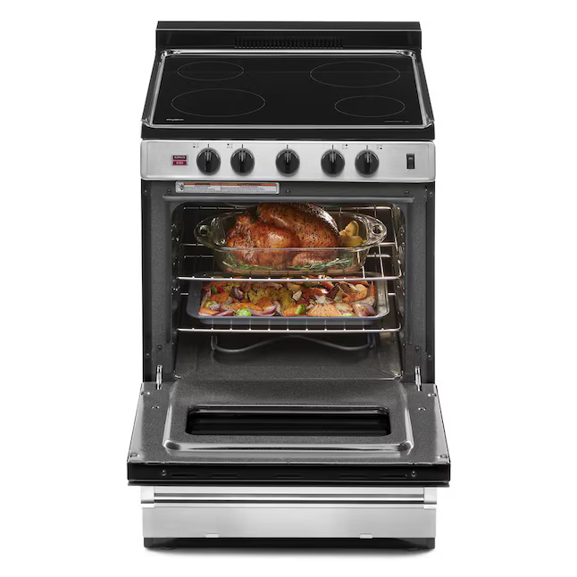 Whirlpool 24-in Glass Top 4 burners 2.96-cu ft Freestanding Electric Range (Stainless Steel), WFE500M4HS *JR2509, Retail: $1,699.00, FINAL PRICE: $849.99 + TAX