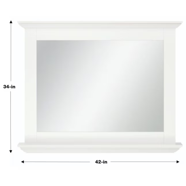 Diamond NOW Palencia 42-in x 34-in Framed Rectangle Bathroom Vanity Mirror ( White ), 20R VM4234 #496581 *HD2505, FINAL PRICE: $79.99 + TAX