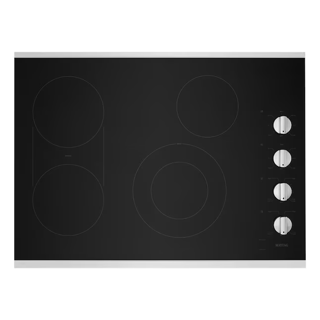 Maytag 30-in 4 Burners Smooth Surface (Radiant) Stainless Steel Electric Cooktop with Bridge Element, MEC8830HS/01 *JR2509, Retail: $1,349.00, FINAL PRICE: $649.99 + TAX