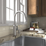 Moen Edwyn Spot Resist Stainless Single Handle Deck-mount Pull-down Kitchen Faucet with Sprayer (Includes Deck Plate) (Includes Soap Dispenser)