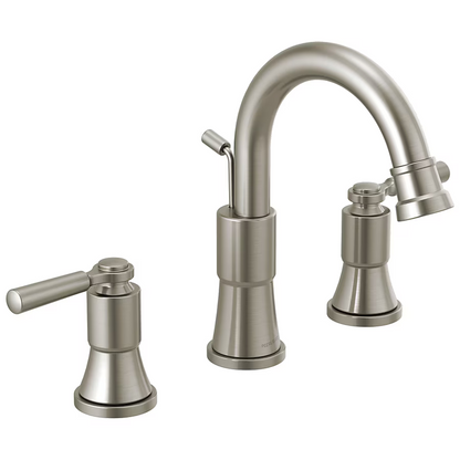 Peerless Westchester Brushed Nickel Widespread 2-handle WaterSense Mid-arc Residential Handle Bathroom Sink Faucet with Drain, P3523LF-BN, 2738742  *JR2503