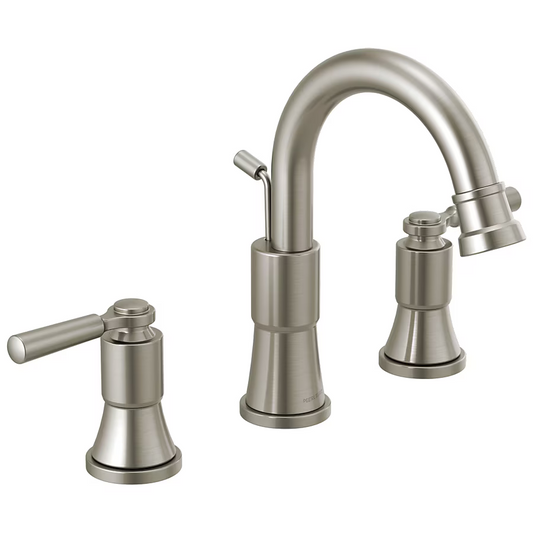 Peerless Westchester Brushed Nickel Widespread 2-handle WaterSense Mid-arc Residential Handle Bathroom Sink Faucet with Drain, P3523LF-BN, 2738742  *JR2503