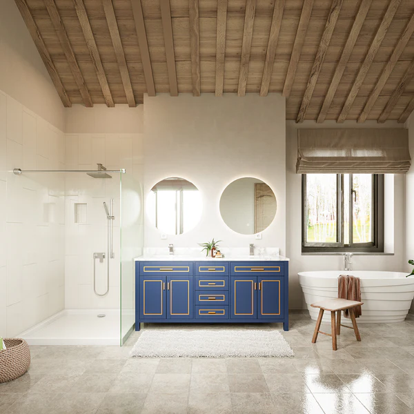 Venice 72-inch Double Sink Vanity in Blue with Custom Quartz Top, VV272B-CQTSQ , Retail: $2,099.95, FINAL PRICE: $1,299.99+ TAX
