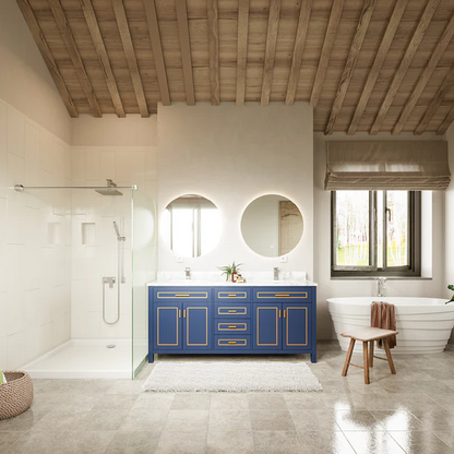 Venice 72-inch Double Sink Vanity in Blue with Custom Quartz Top, VV272B-CQTSQ , Retail: $2,099.95, FINAL PRICE: $1,299.99+ TAX