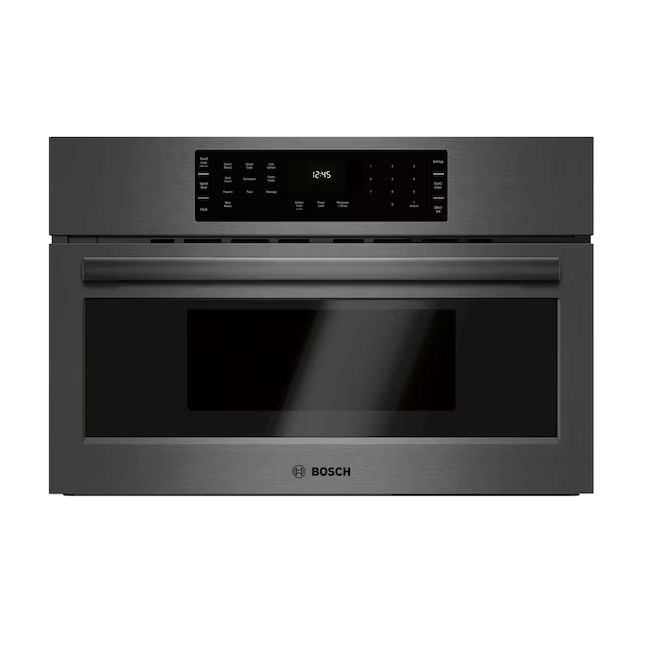 Bosch 800 Series 1.6-cu ft 1000-Watt 29.75-in Built-In Microwave with Sensor Cooking Controls (Black Stainless Steel)