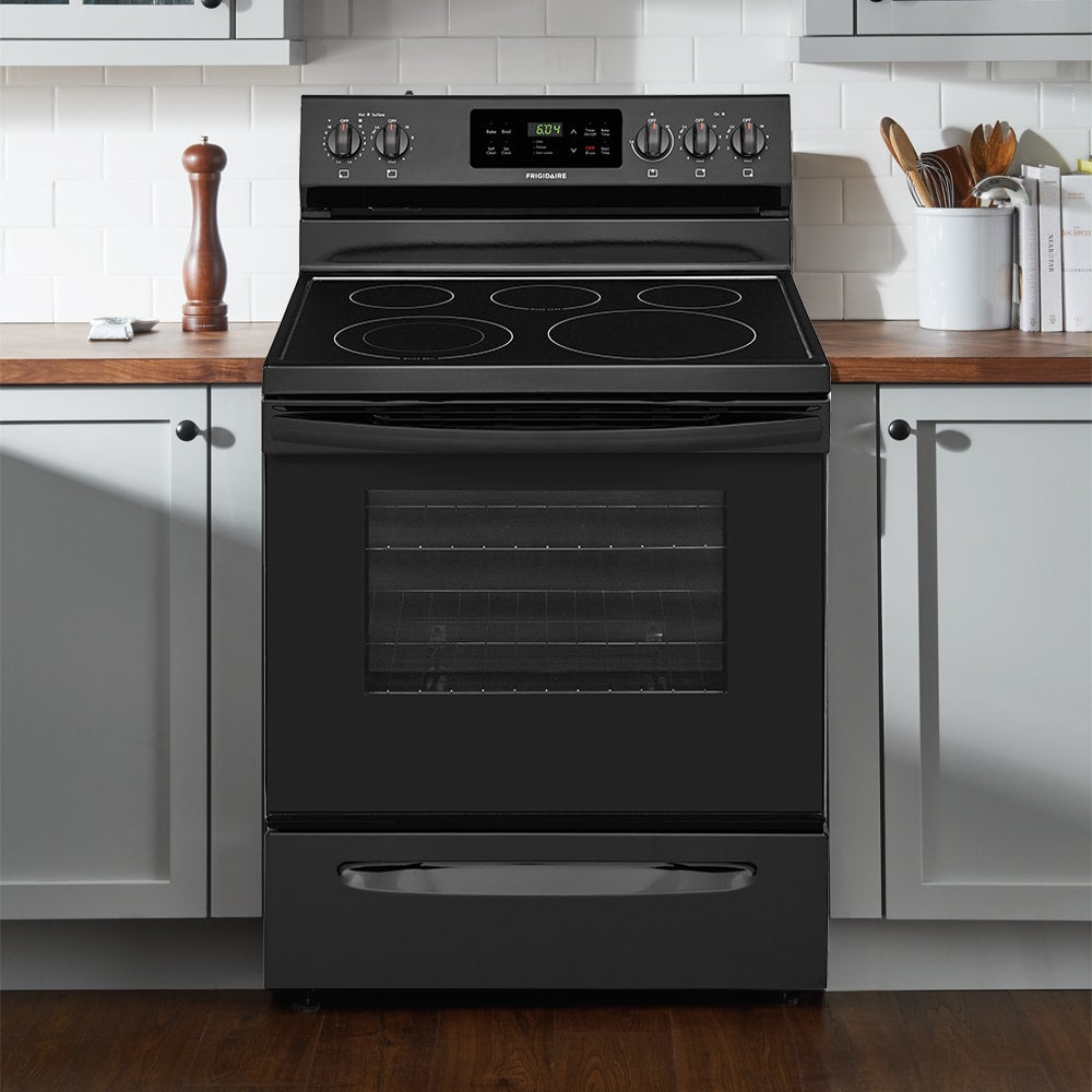 Frigidaire 30-in Glass Top 5 burners 5.3-cu ft Freestanding Electric Range Black )