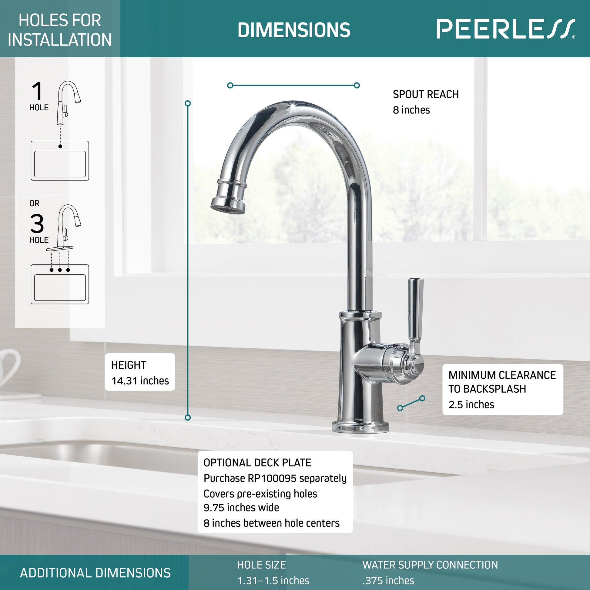 Peerless Westchester Single-Handle Kitchen Faucet in Chrome