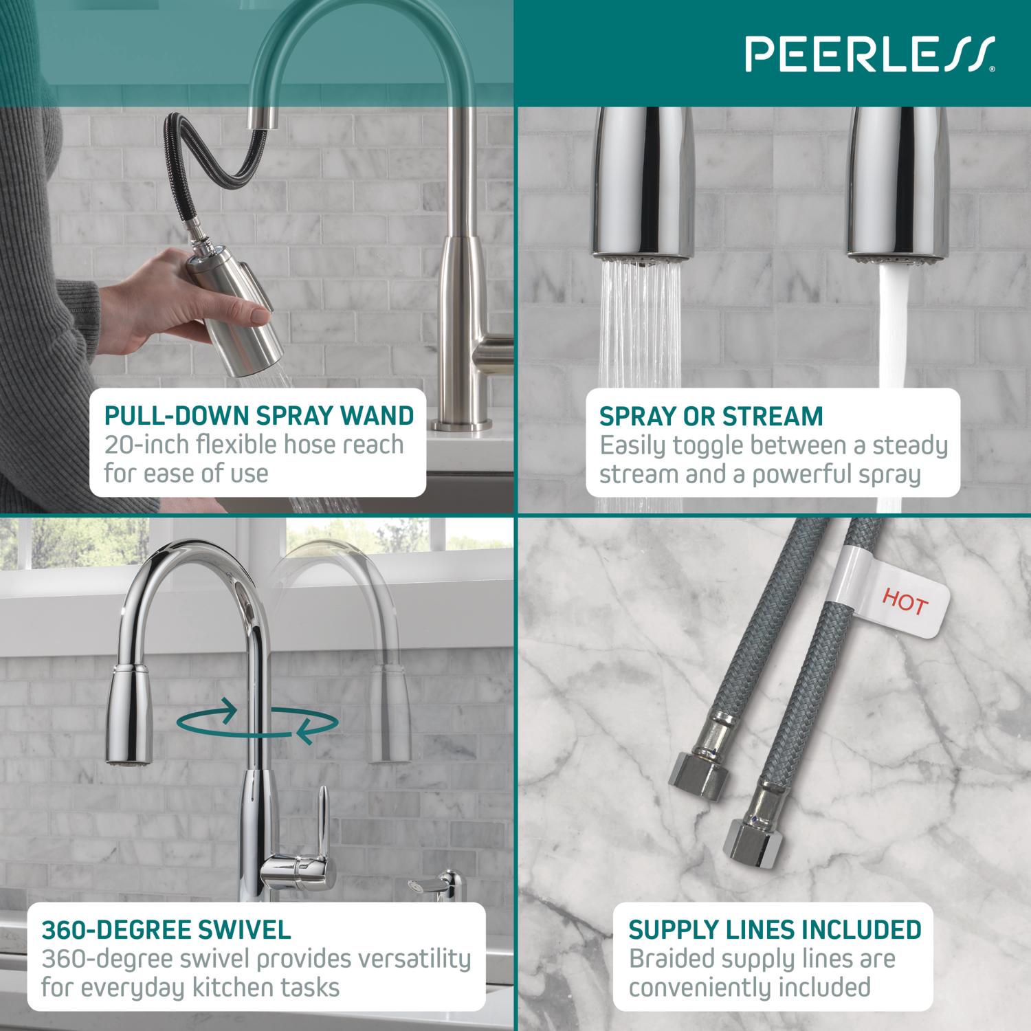 Peerless Westchester Single-Handle Pull-Down Kitchen Faucet in Oil Rubbed Bronze, P7923LF-OB, MSRP: $232.52, FINAL PRICE: $89.99 + TAX