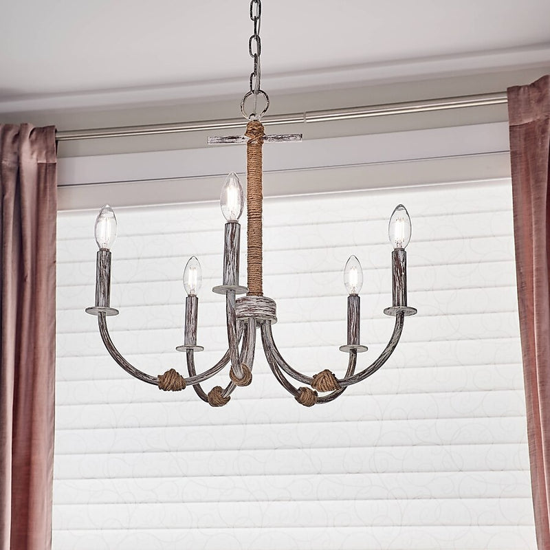 Kichler Minnow 5-Light Distressed Antique White Coastal Dry rated Chandelier, 1163722, CLEARANCE PRICE: $24.99 + TAX