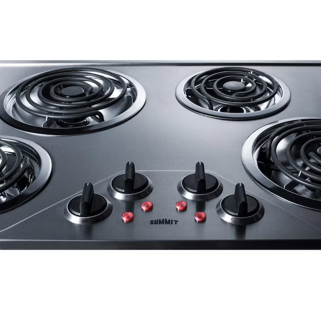 Summit Appliance 30-in 4 Burners Coil Stainless Steel Electric Cooktop