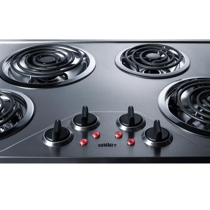 Summit Appliance 30-in 4 Burners Coil Stainless Steel Electric Cooktop
