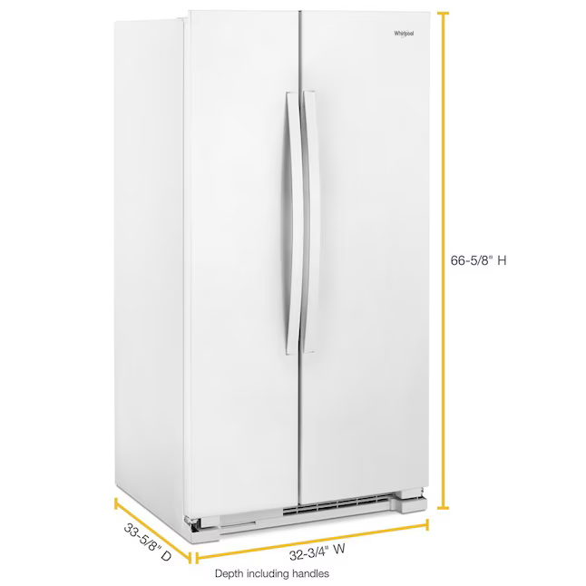 Whirlpool 21.7-cu ft Standard-Depth 33-in Side-by-Side Refrigerator (Stainless Steel) - Ice Maker SOLD SEPARATELY, WRS312SNHM/08 *JR2511, Retail: $1,643.00, FINAL PRICE: $999.99 + TAX