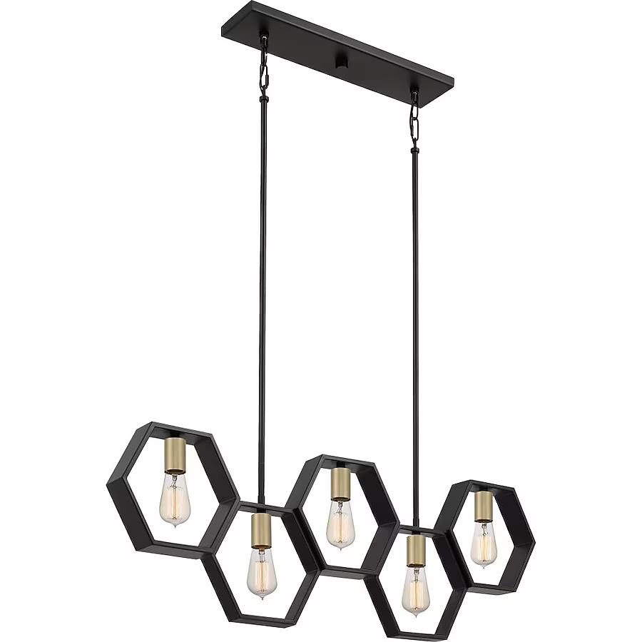 Quoizel Bismarck 5-Light Earth Black Modern/Contemporary Linear Large Hanging Kitchen Island Light, BSK540EK *JR2509, Retail: $549.99, FINAL PRICE: $249.99 + TAX