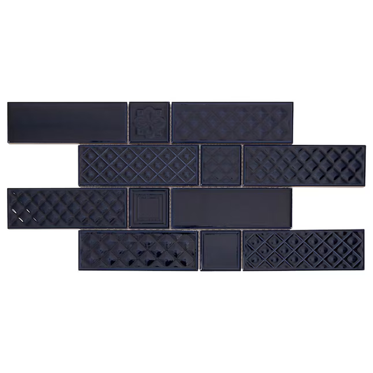 ** PER PCS ** Tapestry Blue Boutique Ceramic Subway 9x15, 9pcs, LW0319103 1351408 / SF190133, Retail: $ 12.98, Final:6.99/pc- Clearance- 4.99/pc, Loc: MT1-E