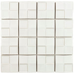 **PER PC** Boutique Ceramic White 12x12 Square Mosaic, LW0319006, 8.46sf, 9pcs, 25lbs,  FINAL PRICE: $3.99/pc, $35.91/ Box + TAX