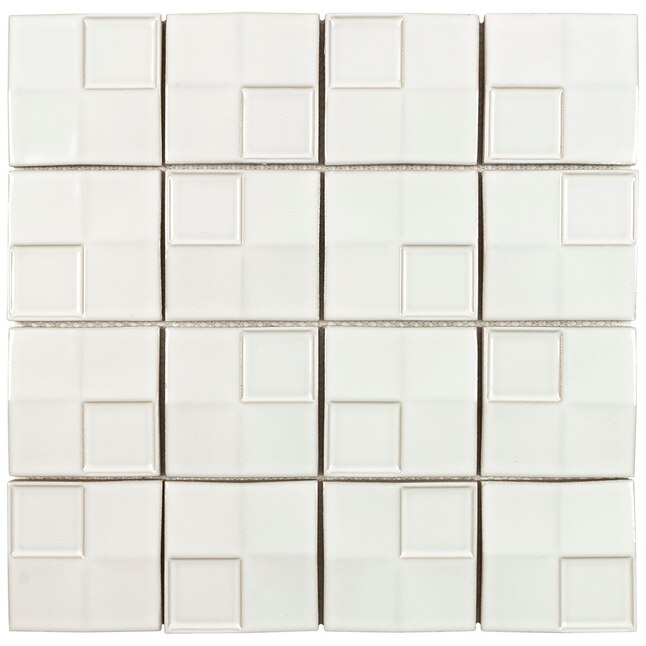 **PER PC** Boutique Ceramic White 12x12 Square Mosaic, LW0319006, 8.46sf, 9pcs, 25lbs,  FINAL PRICE: $3.99/pc, $35.91/ Box + TAX