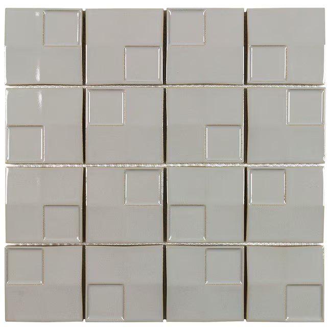 **PER PC** Boutique Ceramic Gray 12x12 Square Mosaic, LW0319008, 8.46sf, 9pcs, 25lbs,  FINAL PRICE: $3.99/pc, $35.91/ Box + TAX