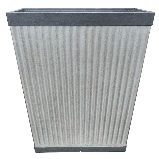 Alpine Reserve Square 16-in W x 16-in H Silver Resin Industrial Indoor/Outdoor Planter, HDR-067184  1438392  *JR2407, MSRP: $54.48, Final Price: $35.99 +Tax