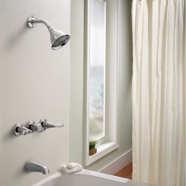Moen Adler Chrome 3-handle Single function 4-in Round Bathtub and shower Faucet (Valve Included), 82663, MSRP: $119.00, FINAL PRICE: $64.99 + TAX