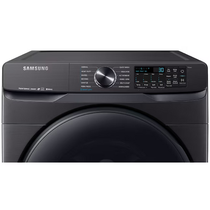 Samsung Smart 5-cu ft High Efficiency Stackable Steam Cycle Smart Front-Load Washer (Fingerprint Resistant Black Stainless Steel) ENERGY STAR