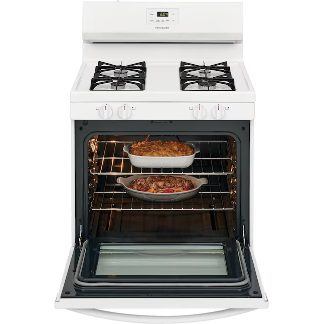 Frigidaire 30-in 4 burners 5-cu ft Freestanding Natural Gas Range (White), FCRG3015AW/A *JR2510, Retail: $545, FINAL PRICE: $499.99 + TAX
