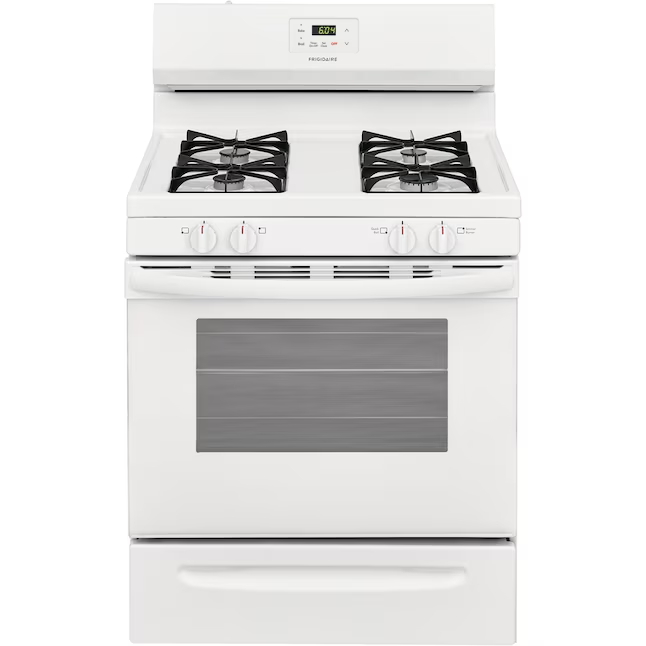 Frigidaire 30-in 4 burners 5-cu ft Freestanding Natural Gas Range (White), FCRG3015AW/A *JR2510, Retail: $545, FINAL PRICE: $499.99 + TAX