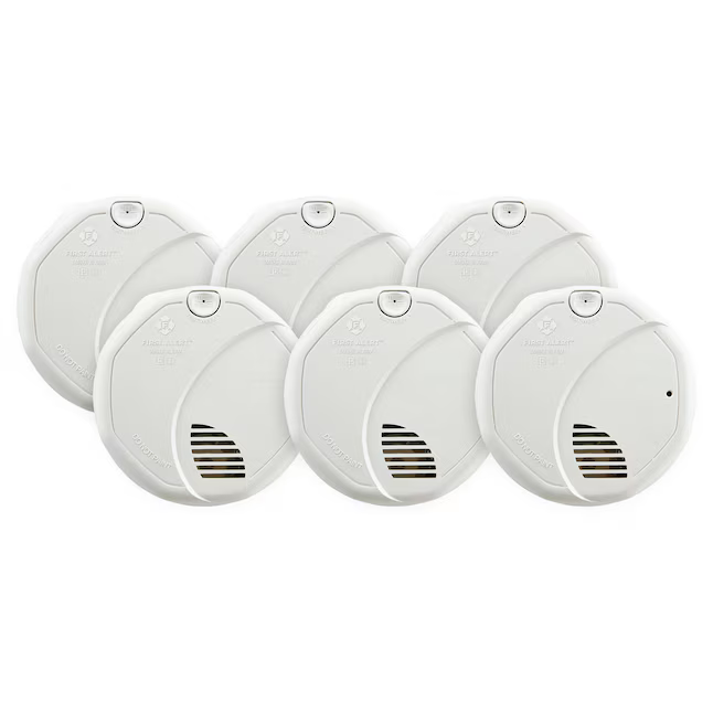First Alert BRK 6-Pack Hardwired Photoelectric Sensor Ionization Sensor Smoke Detector, 1039863  2779555, MSRP: $157.99 - FINAL: