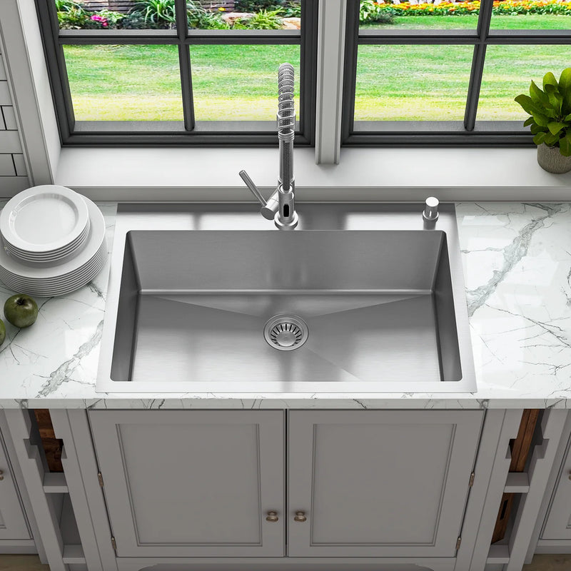 Duko Sink 33-IN Drop-In Single Bowl (Sink Only), HT3322S-S-9 CLEARANCE! $159.99 + TAX