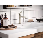 Moen Rinza Spot Resist Brushed Nickel Single Hole 1-handle WaterSense High-Arc Residential Handle Bathroom Sink Faucet with Drain with Deck Plate, 84627SRN *JR2509, Retail: $205.70, FINAL PRICE: $79.99 + TAX