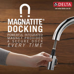 Delta Emmeline Single Handle Pull-Down Kitchen Faucet in Lumicoat Arctic Stainless, 9182-AR-PR-DST, MRSP: $842, FINAL PRICE: $ + TAX