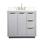 Ever Living Delta 36-Inch Single Sink Vanity in Light Grey with a Calacatta White Engineered Marble Countertop, VF19436GR, FINAL PRICE: $599.99 + TAX [FBM-135]