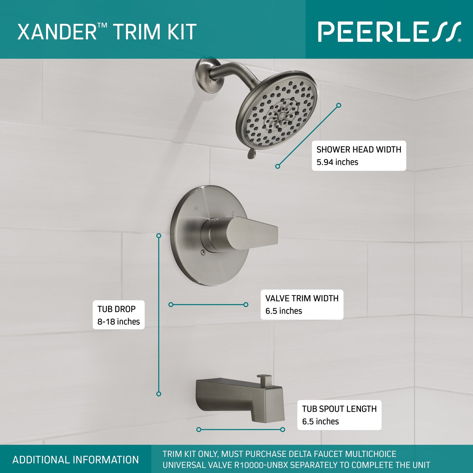 Peerless Xander Tub Shower MultiChoice in Brushed Nickel, PTT14419-BN, MRSP: $242.75, FINAL PRICE: $ + TAX