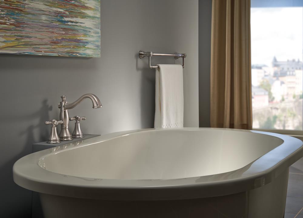 Delta Cassidy Metal Cross Handle Set - Roman Tub in Stainless Steel