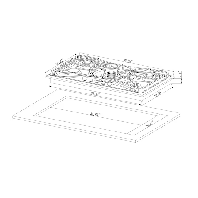 Empava 36-in 5 burners Stainless Steel Gas Cooktop, EMPV-36GC22, Retail: $522.12, FINAL PRICE: $299.99 + TAX