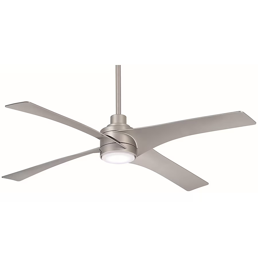 Minka Aire Swept 56-in Integrated LED Silver with Silver Blades Ceiling Fan With Light - Remote Included (4-Blade), F543L-SL *JR2508, Retail: $639.00, FINAL PRICE: $269.99 + TAX