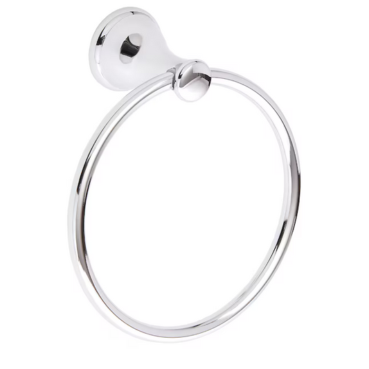 Style Selections Bailey Chrome Wall mount Single Towel Ring, 2131143, JR2112