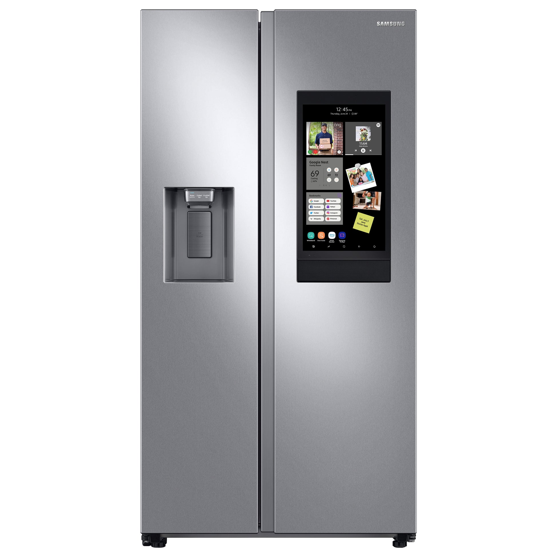 Samsung Bespoke AI Bespoke AI Family Hub 21.5-cu ft Counter-Depth 36-in Wide Side-by-Side Refrigerator Smart Compatible with Ice Maker ,Water and Ice Dispenser