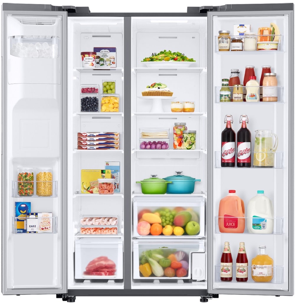 Samsung 27.4-cu ft Standard-Depth 36-in Wide Side-by-Side Refrigerator with Ice Maker ,Water and Ice Dispenser (Fingerprint Resistant Stainless Steel)
