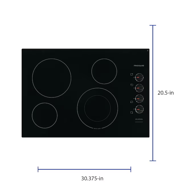 Frigidaire 30-in 4 burners Smooth Surface Black Electric Cooktop, FFEC3025UB *JR2512, Retail: $899.00, FINAL PRICE: $399.99 + TAX