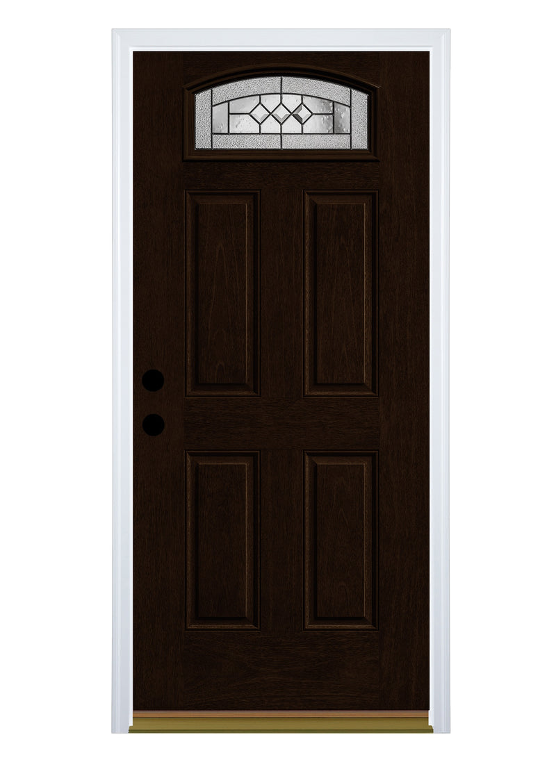 Therma-Tru Fiber Classic Parson Entry Door 36-in x 80-in x 4-9/16-in Fiberglass Right-hand inswing Dark Elm Stained Prehung Residential Insulating core